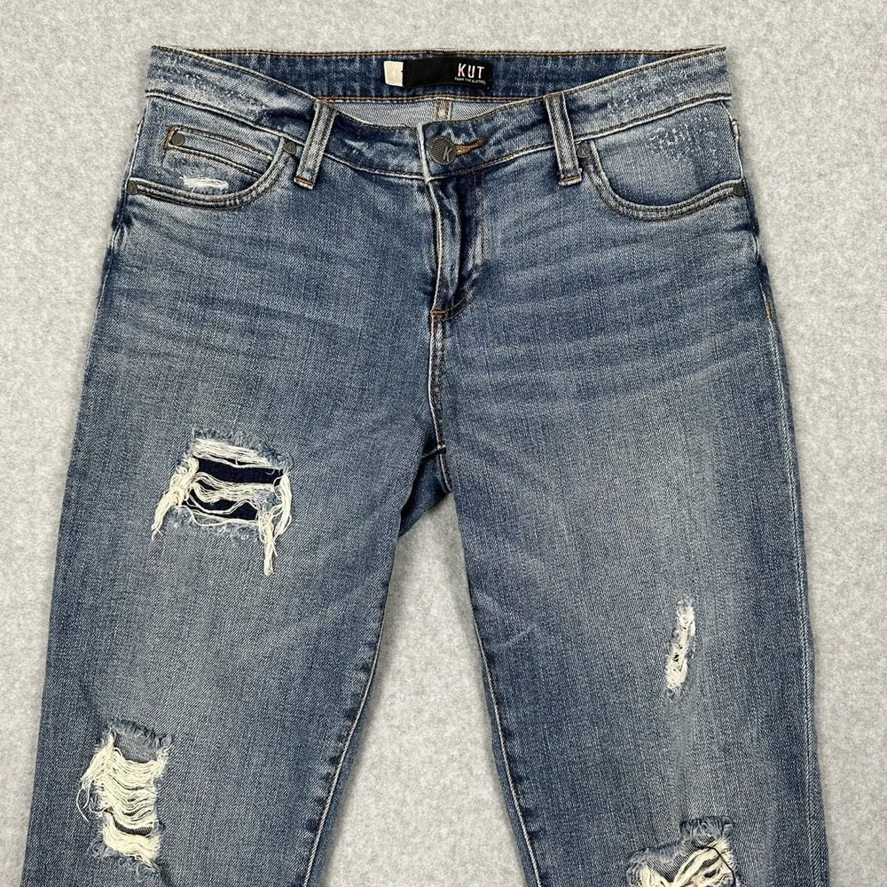 KUT From The Kloth Jeans Womens 4 Catherine Boyfriend Mid Rise Distressed‎ Blue - Picture 3 of 16
